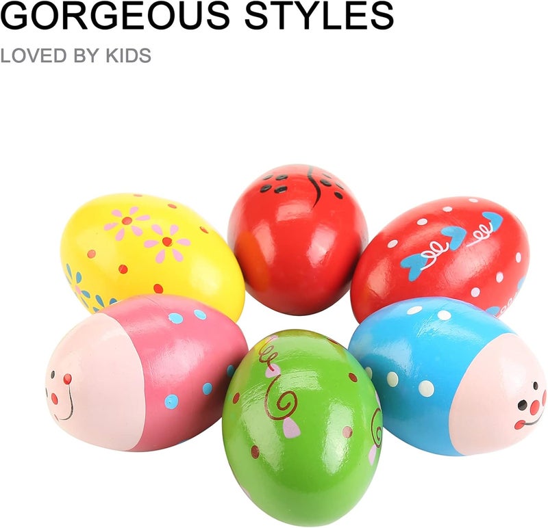 MGTECH 6Pcs Wooden Egg Shakers Hand Musical Maracas Percussion Instruments - Image 2